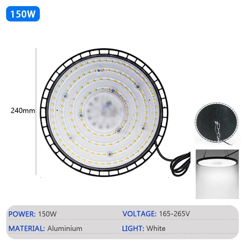 éclairage industriel led haute luminosité 280mm noir moderne étanche 200w