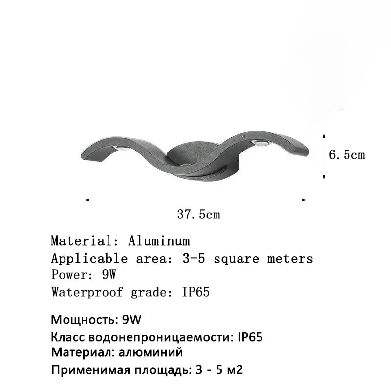 applique murale moderne led noir blanc éclairage quotidien ip65 extérieur étanche fixée mur trois