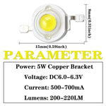 diodes led 1w 3w 5w blanc blanc chaud rouge bleu vert clips métalliques support