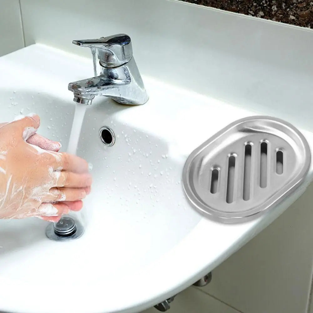 support savon argenté moderne perforations salle bains évier inoxydable contenant savon