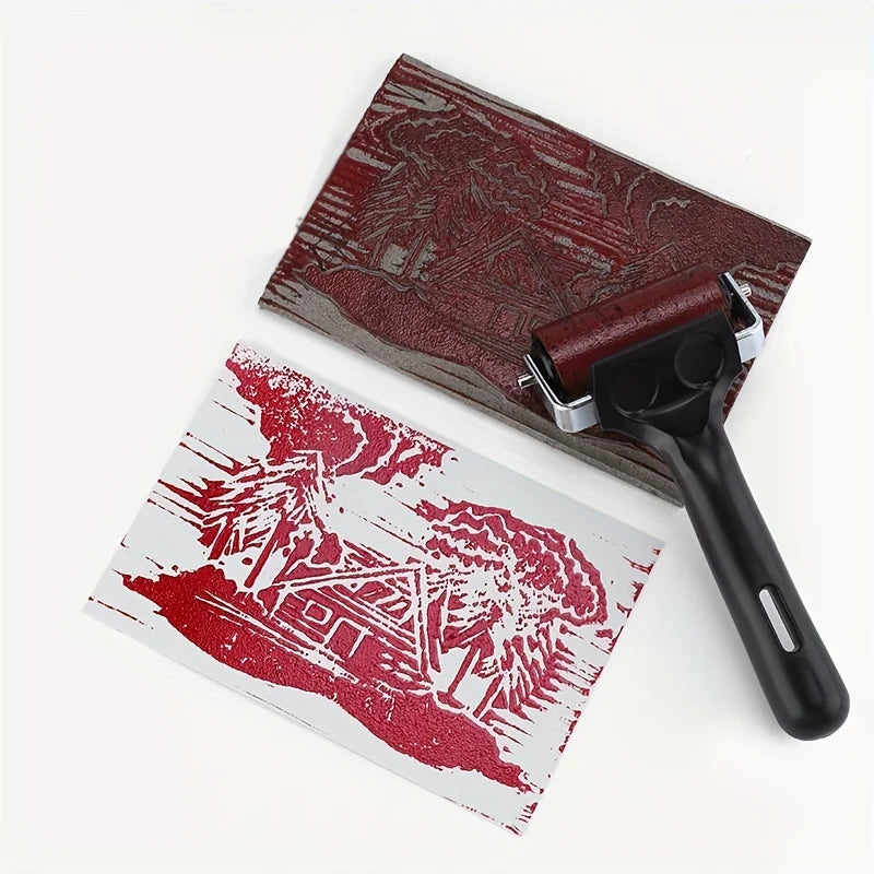 rouleau caoutchouc impression noir plateau graphique pratique poignet papier imprimé 15cm 9.5cm