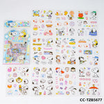 sticker snoopy coloré mignon personnages dessins animés blanc bleu rose jaune vert orange rouge