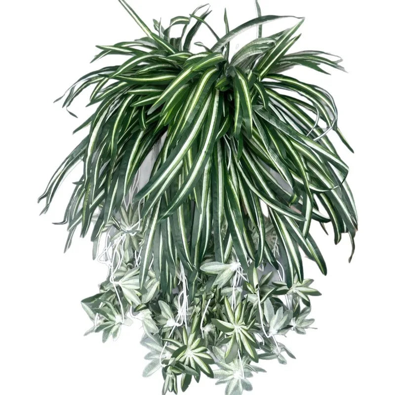 plantes artificielles vertes pots ceramique decoratives feuilles rayees intérieur decoration maison six pieces