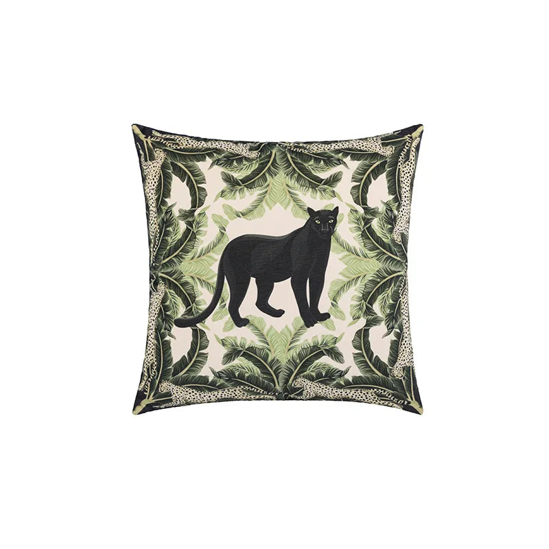 housses coussin imprimées jungle animaux vert noir moderne canapé chaise voiture décoration