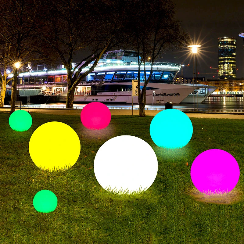 boule lumineuse solaire led rechargeable moderne blanc ip65 extérieur vacances télécommande