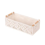 panier rangement tressé bohème motif floral blanc crème robuste utilisation multiple empilable rustic