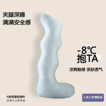 coussin ergonomique bleu clair texture géométrique contemporain mémoire forme dauphin anti apnée rafraîchissant été