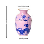 vase céramique motif floral bleu blanc décoration maison fleurs artificielles peonies rose violet