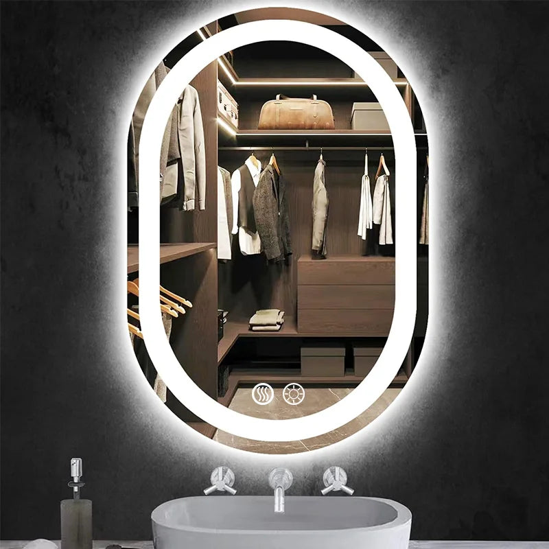 miroir led ovale moderne anti buée éclairé murale contemporain
