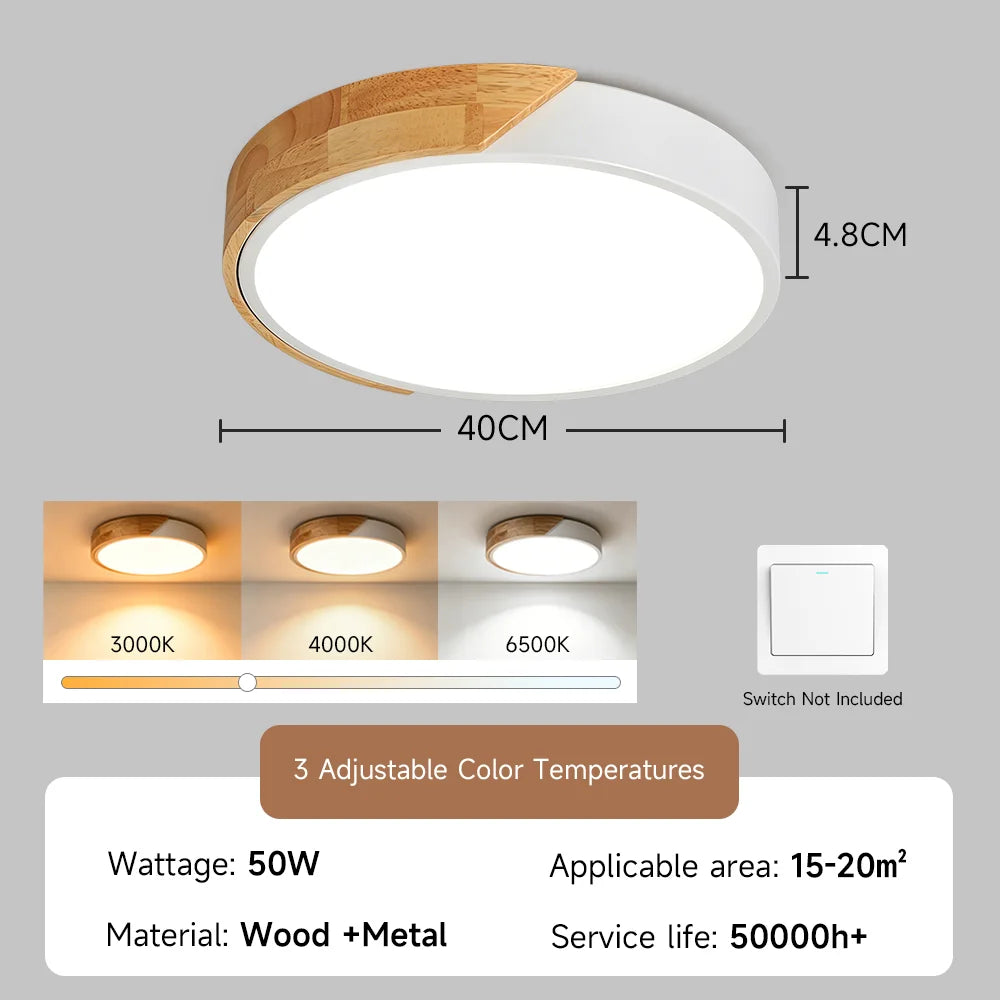 Lampe LED bois moderne télécommande éclairage variable surface opaque minimaliste