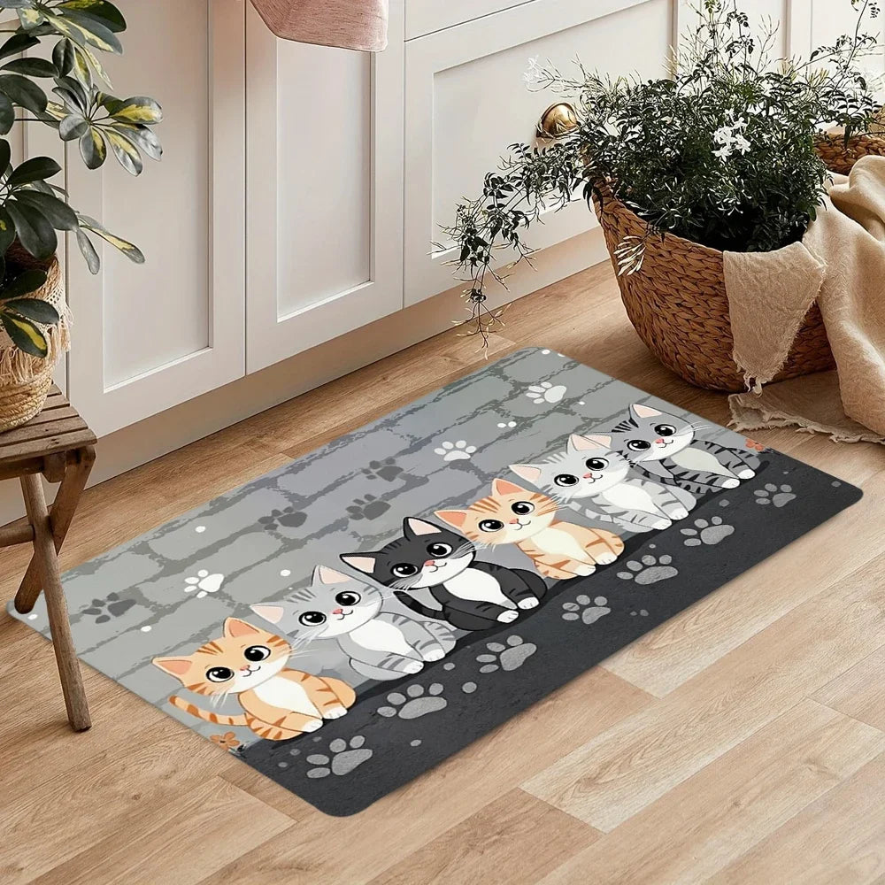 tapis moderne chatons dessin animé anti bactéries antidérapant résistant rides 30x50cm 40x60cm 50x80cm salon