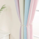 rideau polyester bleu rose rayures pois blancs moderne salon chambre hospitalière