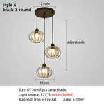 Suspension lumineuse moderne or noir lumières transparentes câbles suspendus chambre salon