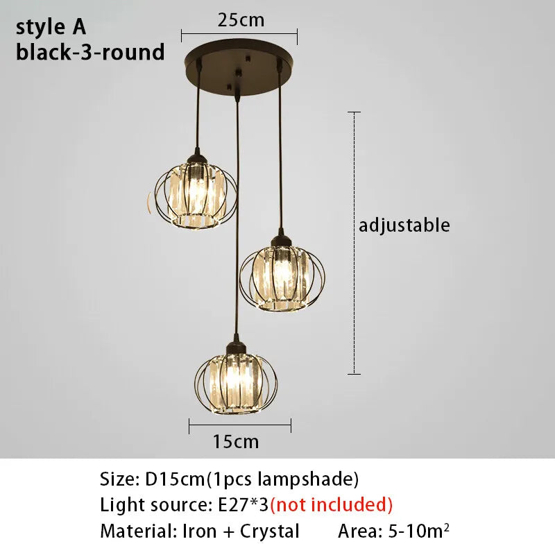 Suspension lumineuse moderne or noir lumières transparentes câbles suspendus chambre salon