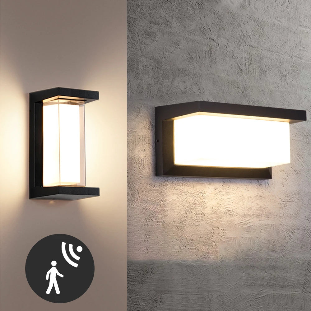 éclairage extérieur led applique murale moderne radar ip65 noir hydrofuge 18w 30w