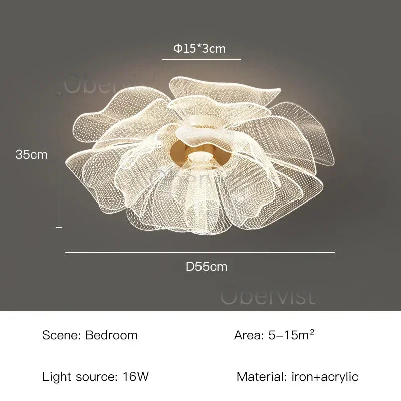 plafonnier led doré floral moderne lumière dimmable blanc beige