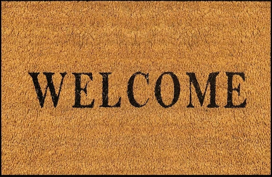 tapis d'entrée marron clair texturé welcome extérieur résistant antidérapant moderne classique durable
