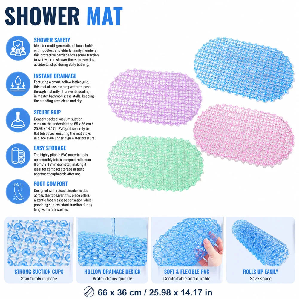 tapis douche relief bleu rose violet vert moderne pvc antidérapant salle bain