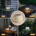 lanterne solaire moderne blanc feuilles découpées ip65 led étanche extérieur table jardin patio
