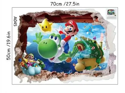 stickers muraux 3d super mario personnages cartoon bleu rouge vert jaune