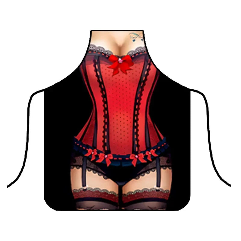 tablier moderne illustratif personne lingerie camouflage crânes papillons rouge noir blanc bleu