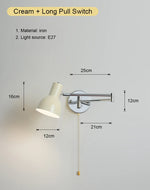 lampe murale articulée chrome plissée éclairage quotidien moderne interrupteur cordonversible