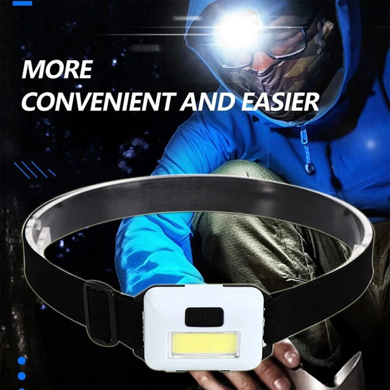 lampe frontale led cob modes étanche noir bleu rouge flash camping