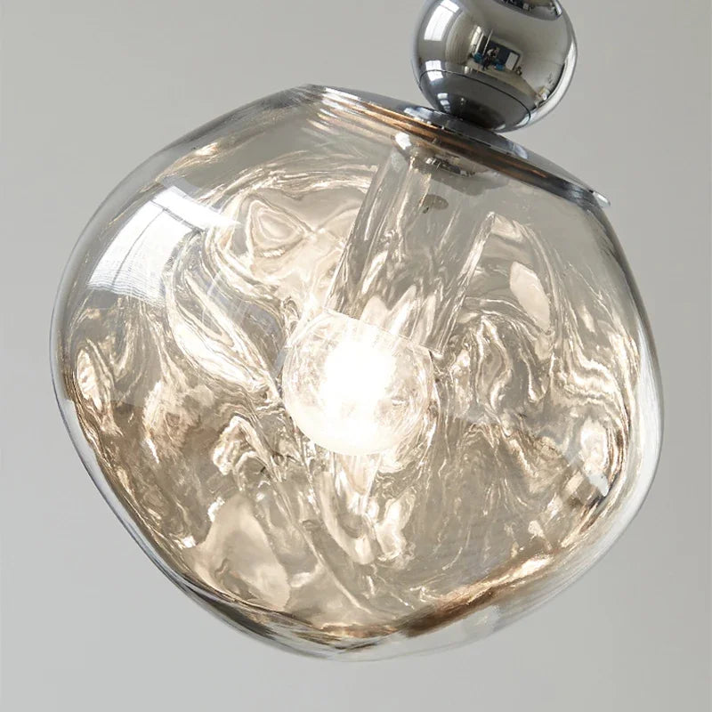 suspension lumineuse moderne transparente gris fumé texture ondulée brillante chambre salon étude