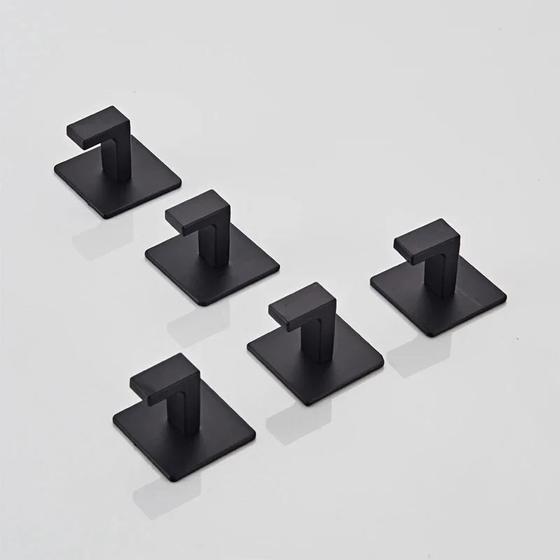 porte serviettes adhésifs modernes noir mat crochets alliage aluminium minimaliste salle bain cuisine