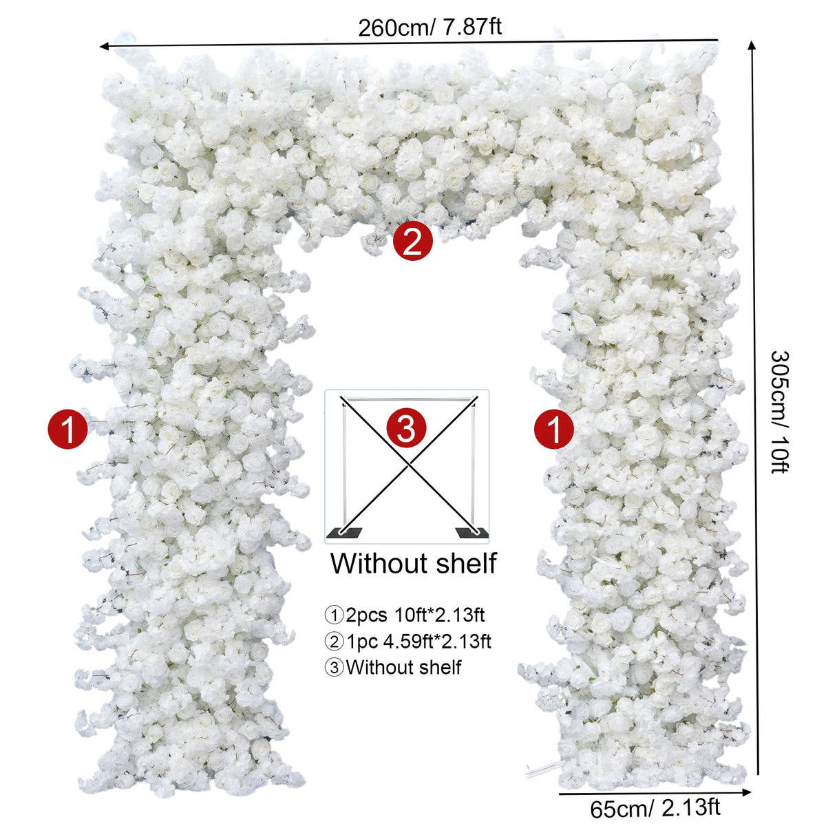 arche décorative mariage fleurs artificielles blanc rose clips chaînes extérieur classique événement anniversaire