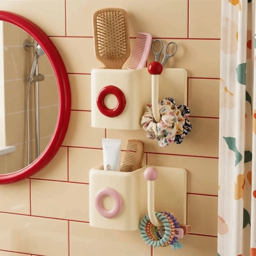 organisateur mural adhésif moderne porte accessoires coiffeuse rangement pratique rond simple