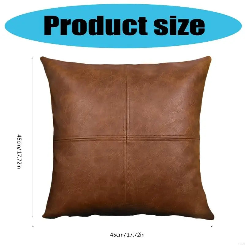 coussin carré moderne polypropylène texture cuir noir marron imperméable maison zippé 45x45cm