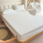 housse lit coton élastique uni moderne blanc bleu marine beige rose