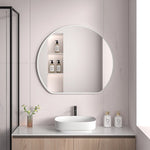 miroir rond moderne noir blanc doré étagère cosmétiques vasque ovale salle bain