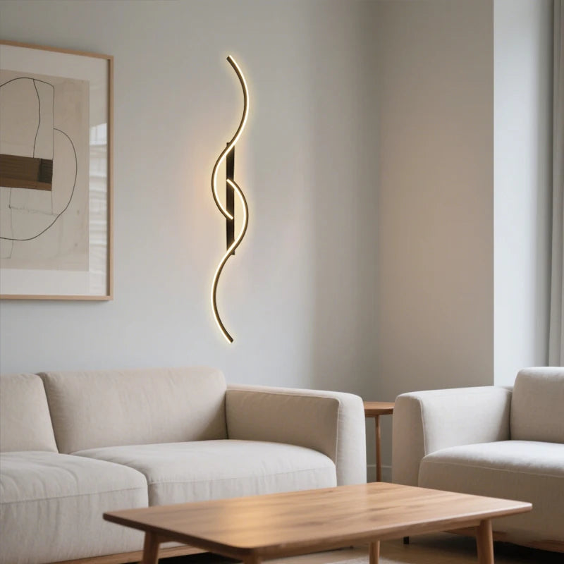 lampe murale rechargeable or noir ondulé éclairage moderne télécommande tactile