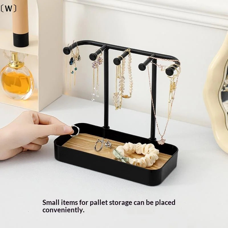 rangement bijoux support noir blanc texture bois moderne porte bijoux clés boîte bijoux
