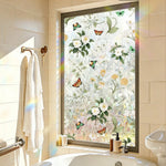 film fenêtre décoratif fleurs feuilles multicolore adhésif pvc moderne opacité 45x200cm