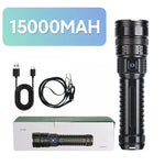 lampe torche led rechargeable 15000 mAh 500m lumiere intense ceinture ajustable banque alimentation