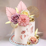 décoration gâteau anniversaire doré floral violet rose élégante mariage fiançailles noël valentin halloween