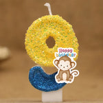bougies anniversaire animaux singe pailletées chiffres decoration gâteau enfants festive