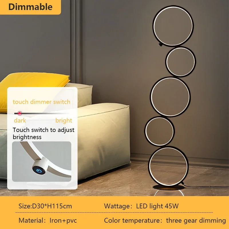 lampe sol moderne blanc circulaire relief minimaliste interrupteur tactile 2000 82000lm
