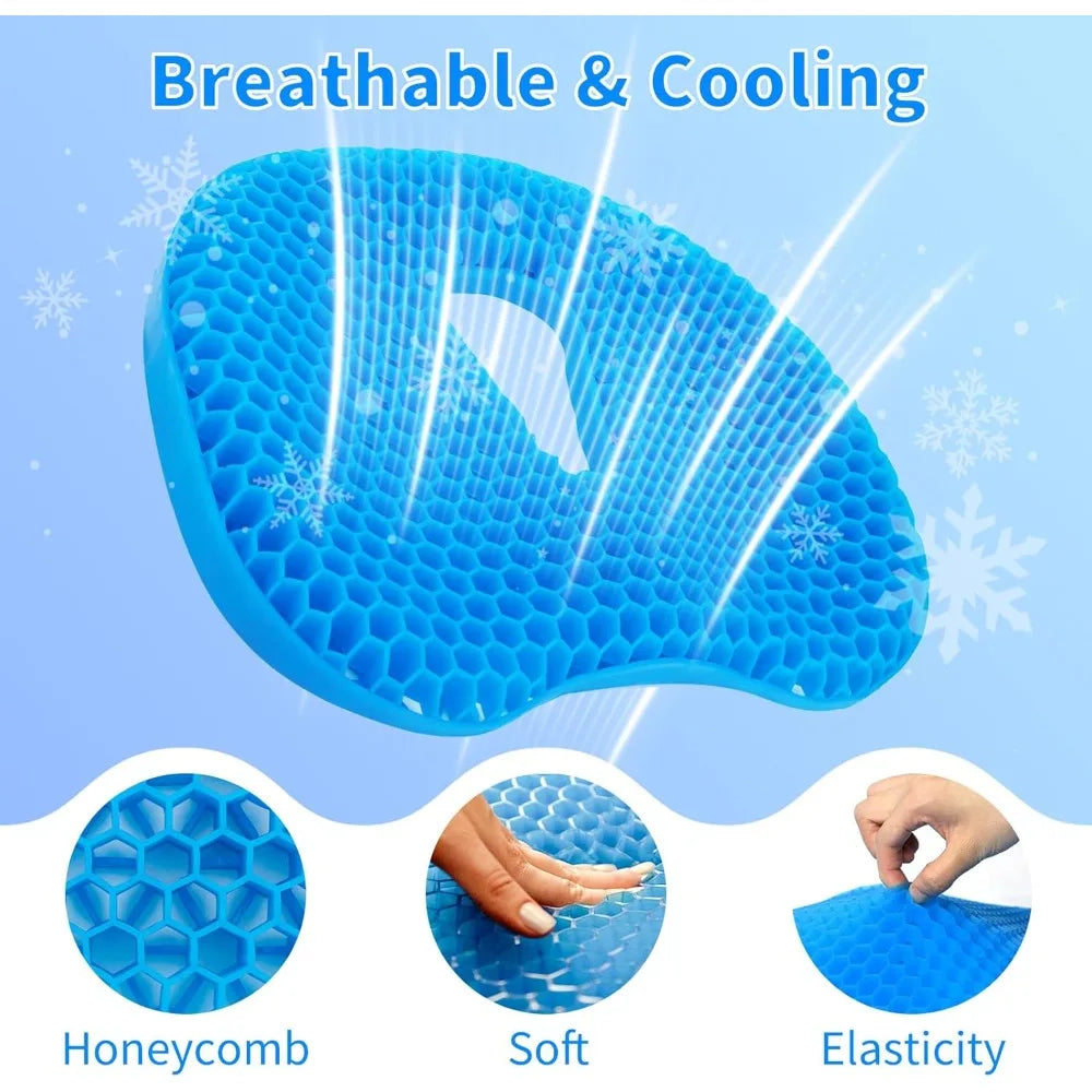 coussin siège confortable mousse latex bleu motif honeycomb orthopédique portable