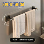 porte serviettes mural adhésif noir alliage aluminium poli industriel salle bain 30 40 50cm