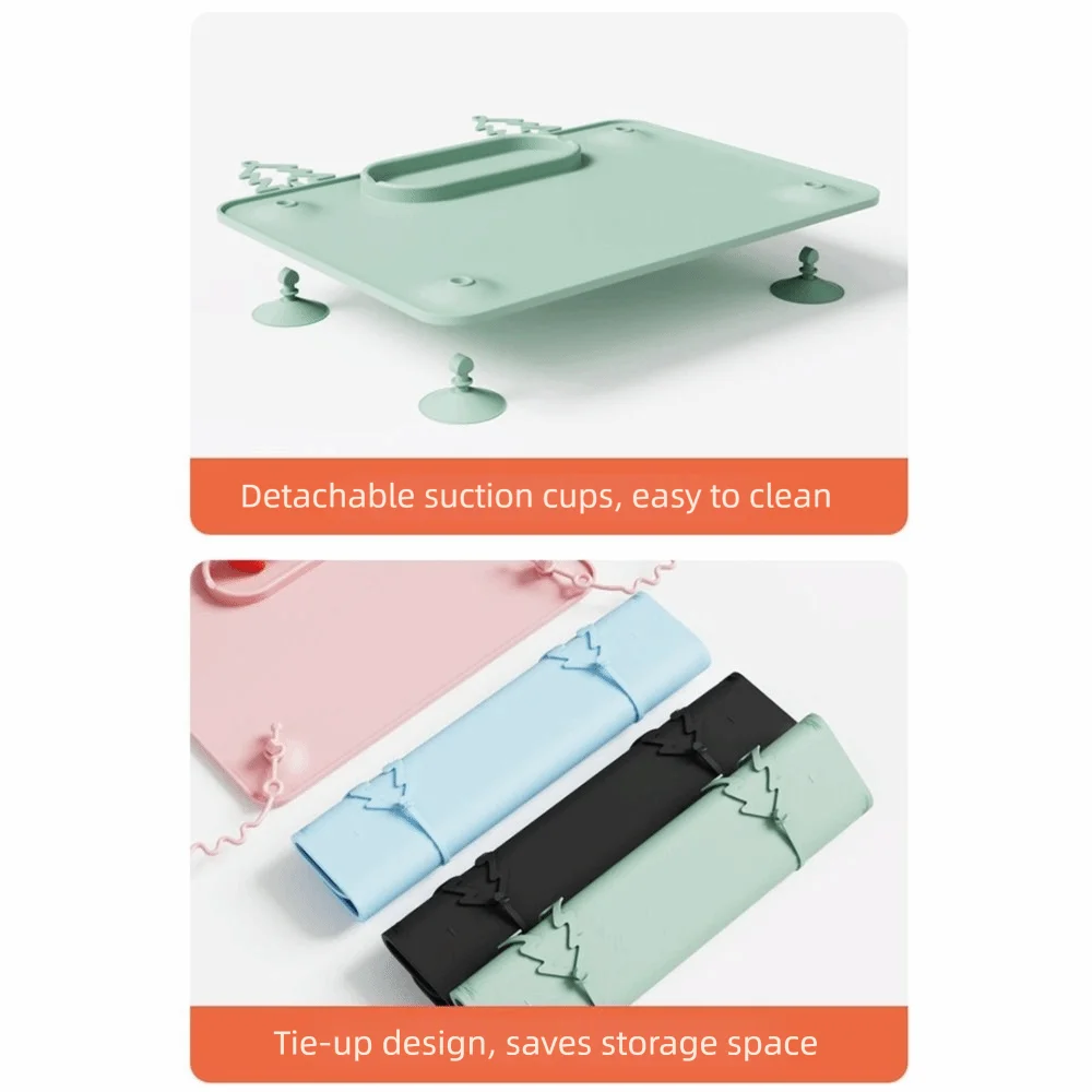 tapis d'activité bébé silicone anti dérapant ventouses jouets compartiments moderne minimaliste