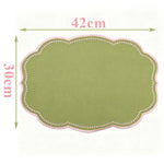 sets table vert olive rose brodé dimensions 42x30cm champêtre assiettes tasses couverts