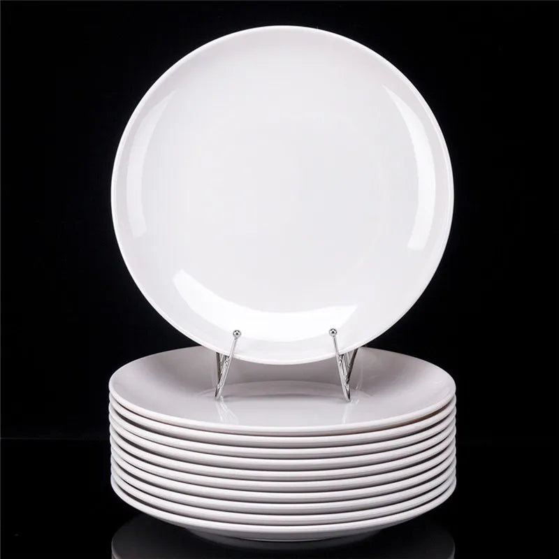 assiettes blanches rondes opaques modernes plastique 10 11 12 14 pouces