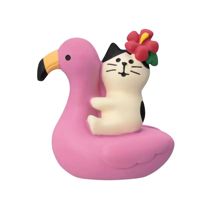 figurines animaux multicolores cartoon coquilles noix coco fleurs artificielles glace oiseau accessoires plage japonais