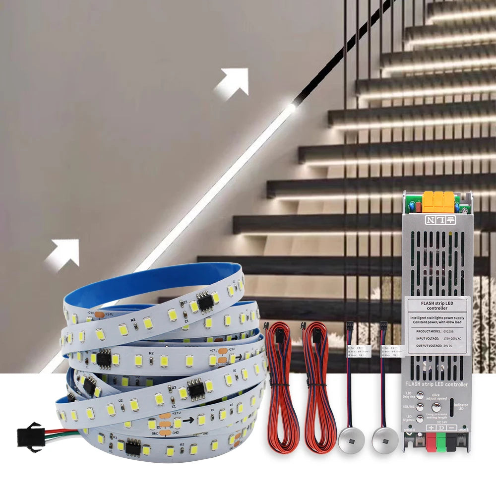 ruban led blanc 3000k 4000k 6000k moderne capteur pir controller effets lumineux 24v