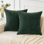 pilows covers square dark green chenille texture invisible zipper decor christmas winter