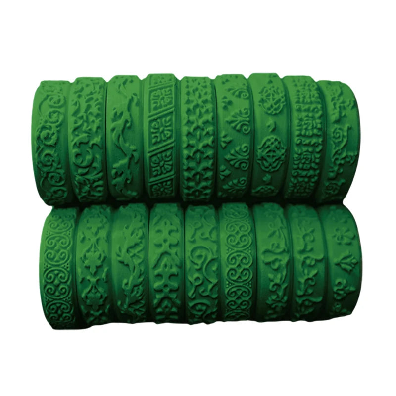 bracelet vert ornements géométriques ethnique outil mesure motifs artistiques durable